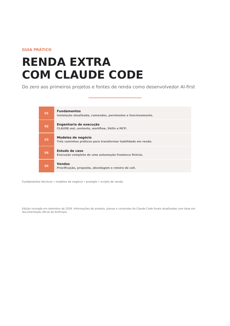 Capa do Guia Prático Renda Extra com Claude Code